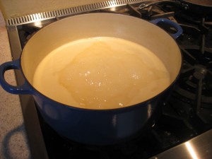 Partially-cooked caramel