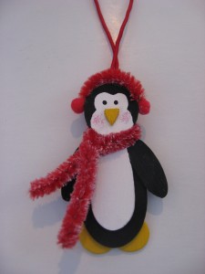 Wood penguin ornament