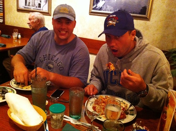 dining out with friends and family