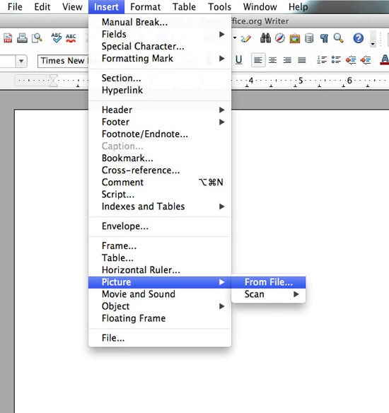 insert picture in OpenOffice