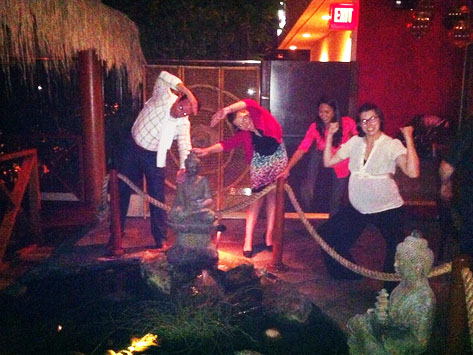 my ginormously pregnant self, goofing around with the founder and other members of the Social Fabric community