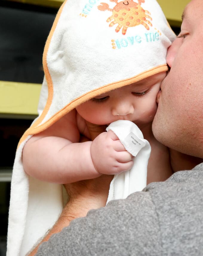 Baby sink bath time
