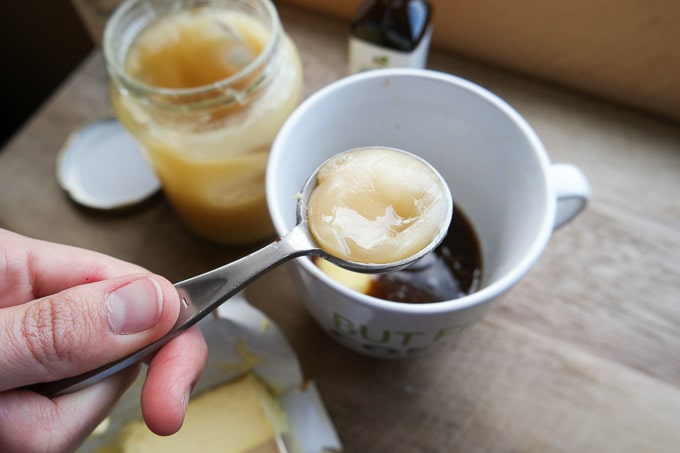 The very best butter coffee in the world. The key is the addition of a couple other ingredients, and it's so easy to make at home. I drink this instead of eating breakfast because it's so rich.