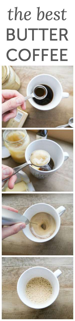 The very best butter coffee in the world. The key is the addition of a couple other ingredients, and it's so easy to make at home. I drink this instead of eating breakfast because it's so rich.